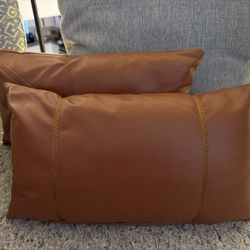 2 Leather couch pillows- Never Used 