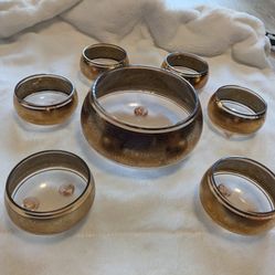 Antique Gold Punch Bowl Set