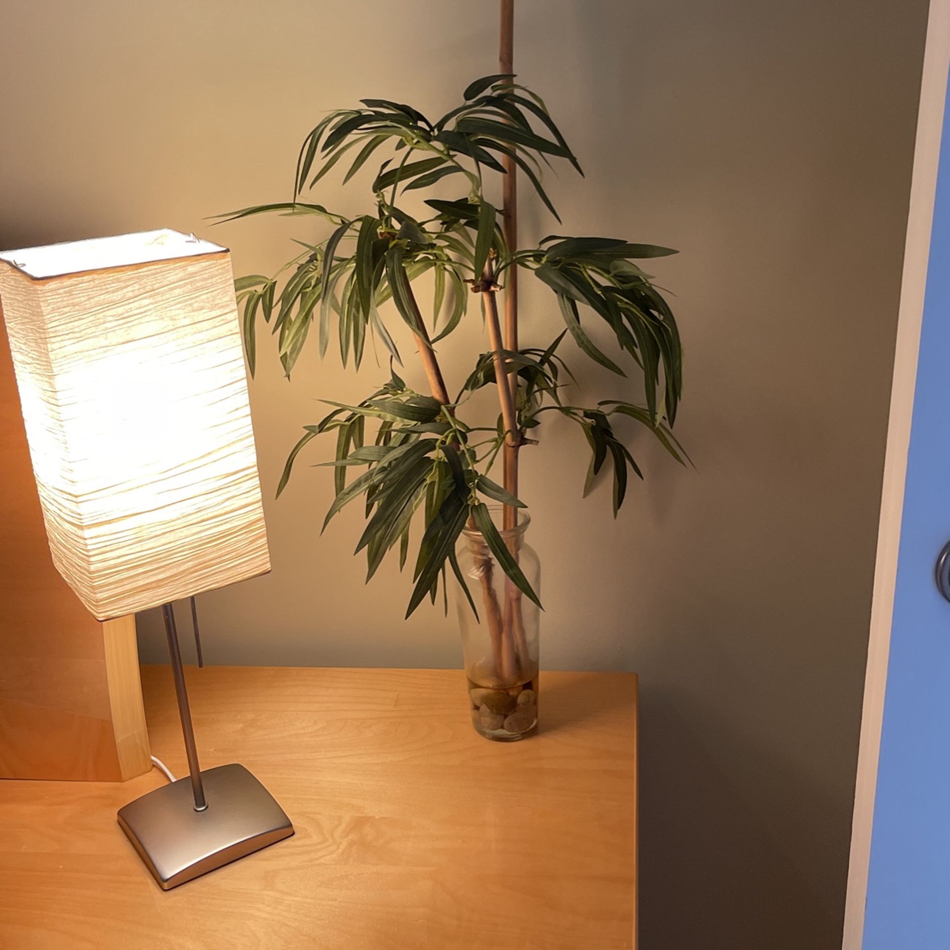 Fake bamboo plant in glass