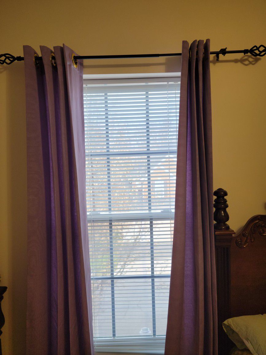 Custom-Made Gold-Rings Purple Curtains 84 x 52  2-Panels 