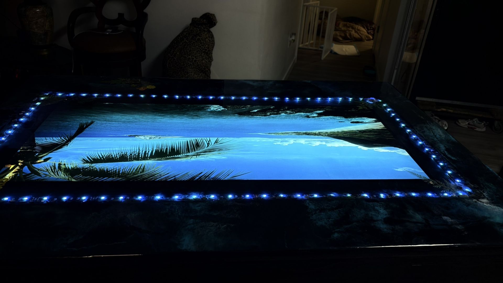 Custom Epoxy Resin LED Ocean View W/sound Kitchen Table 