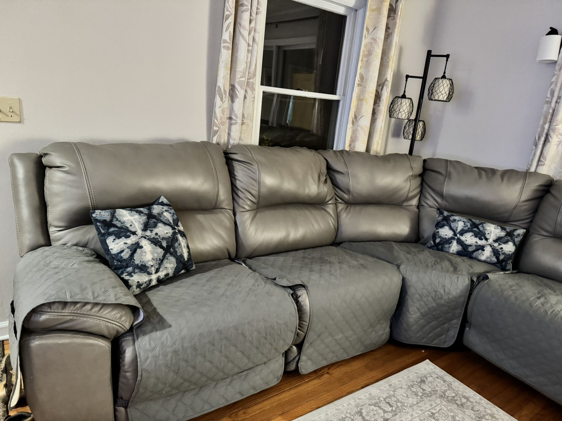 Leather Sectional With 3 Recliners