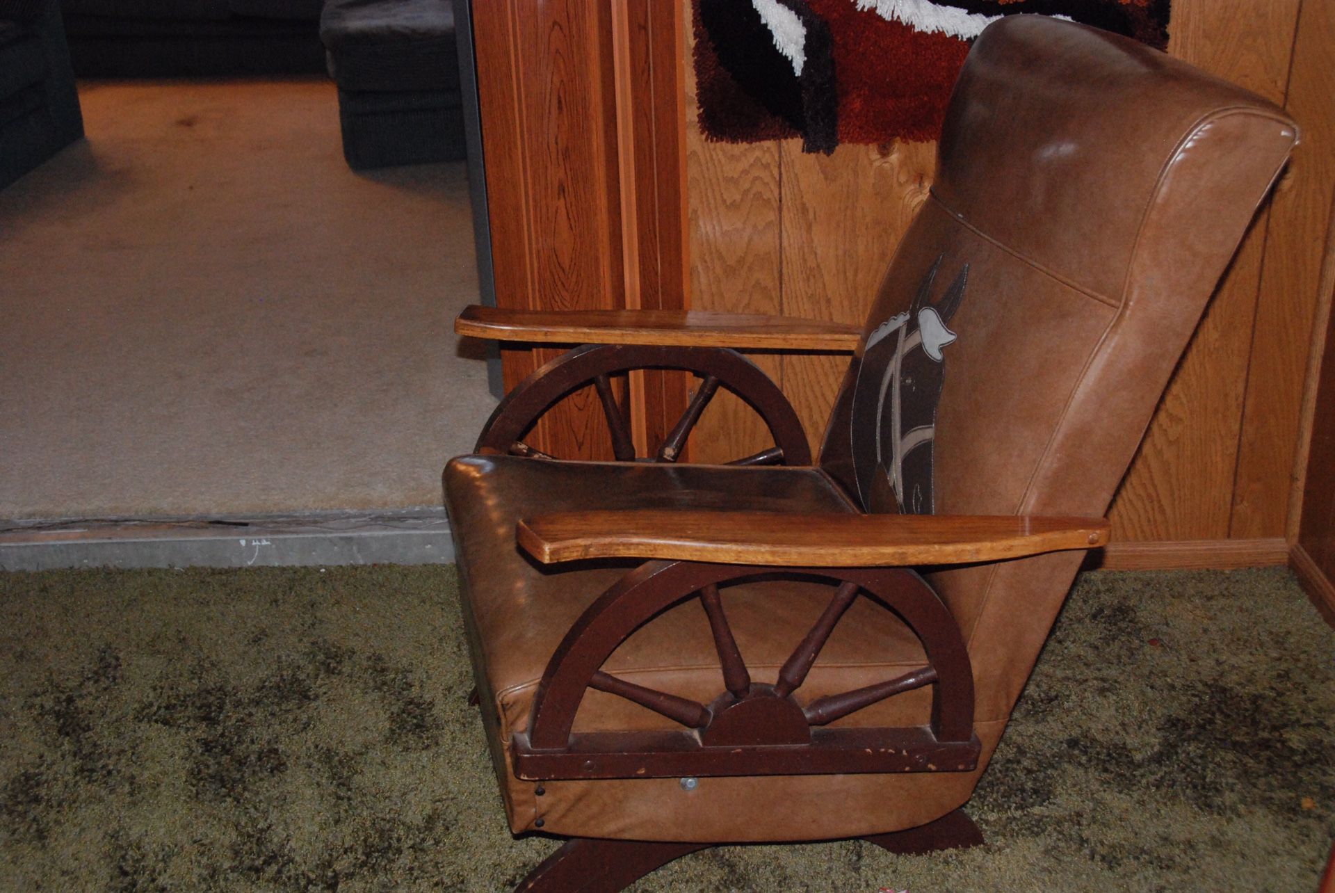 1950’s vintage cowboy western wagon wheel furniture 5 pc set for Sale