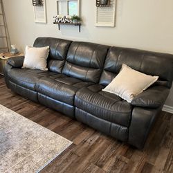 Dark brown leather sofas 