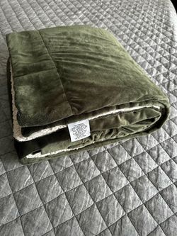Olive Green Sherpa Fleece Throw Blanket