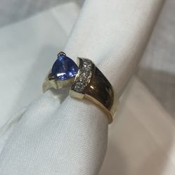 Trillion Shape Tanzanite/Diamond Ring-REDUCED 