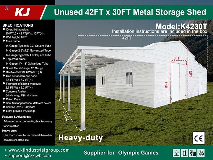 AllMetal K4230T 30'x42' Steel Garage Building. NEW!