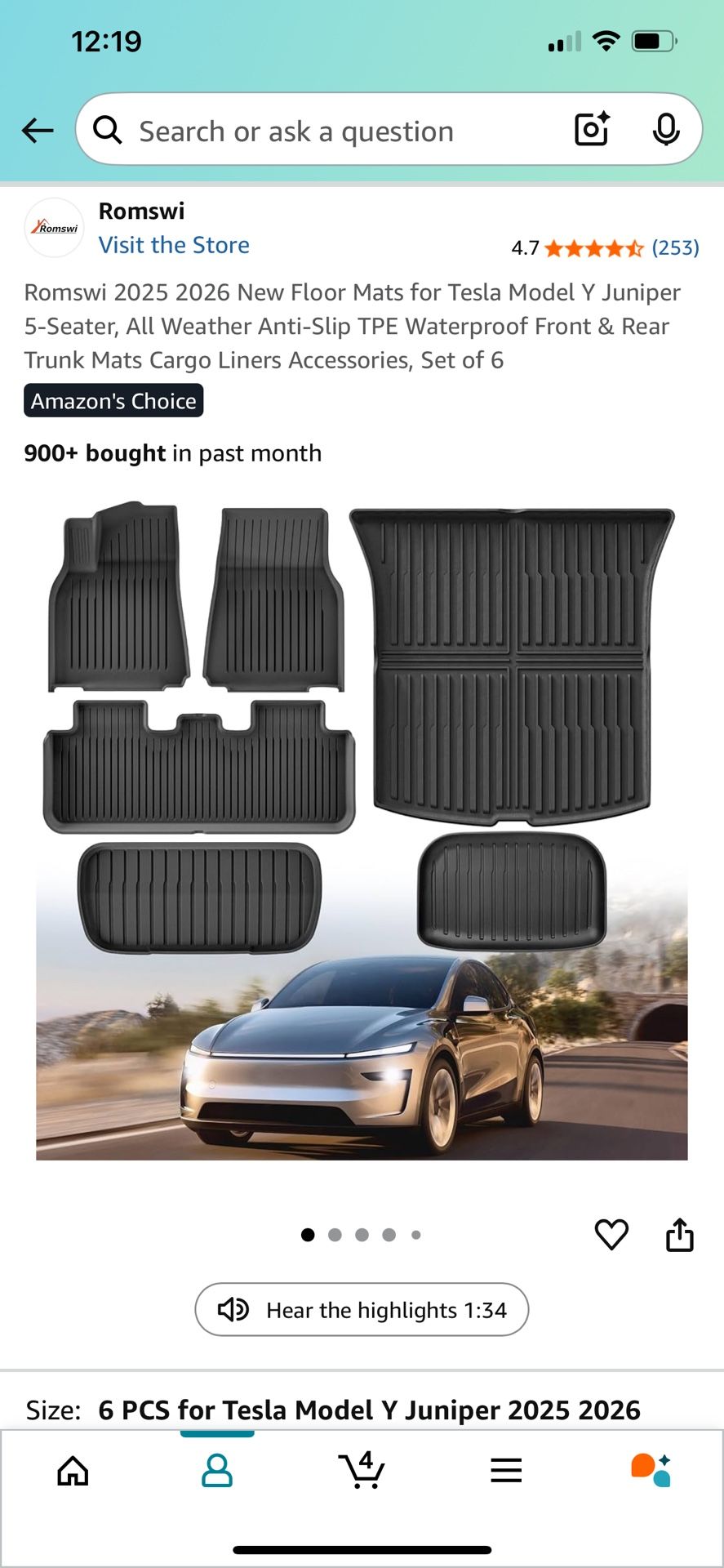 Model y juniper Floor Mats Still In Box