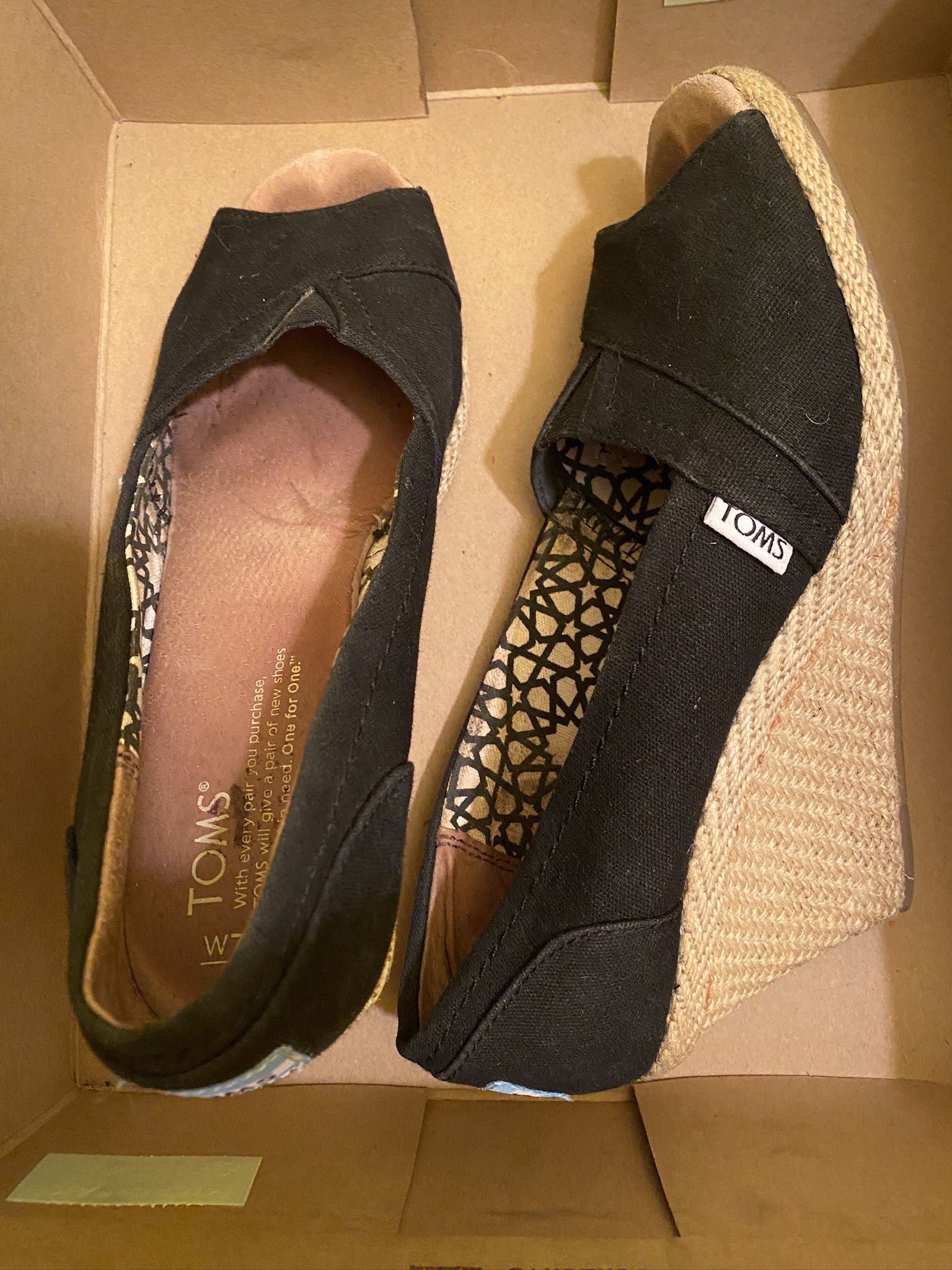 Toms Brand black wedge Heels