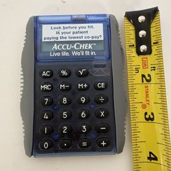 Vintage Accu-Chek Pharma Promo Flip Calculator - Blue - As-Is For Parts