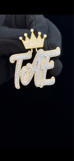 2 x 2 Inches Custom Name with Real silver and Moissanite Piece Available on a Deal