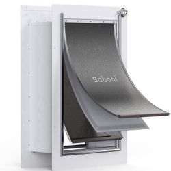 3-Flap Pet Door for Wall, Steel Frame and Telescoping Tunnel, Aluminum Lock, Double Flap Dog Door and Cat Door, Strong and Durable (Pets Up to 100 Lb)