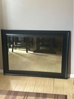 Large Black Framed Wall Mirror – Modern Rectangle Accent Mirror