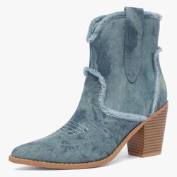 NEWBELLA Denim Cowboy Ankle Boots Size 8.5 *New*