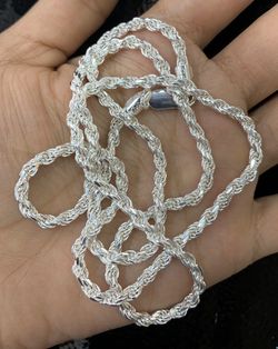 Sterling silver rope chain 24” long