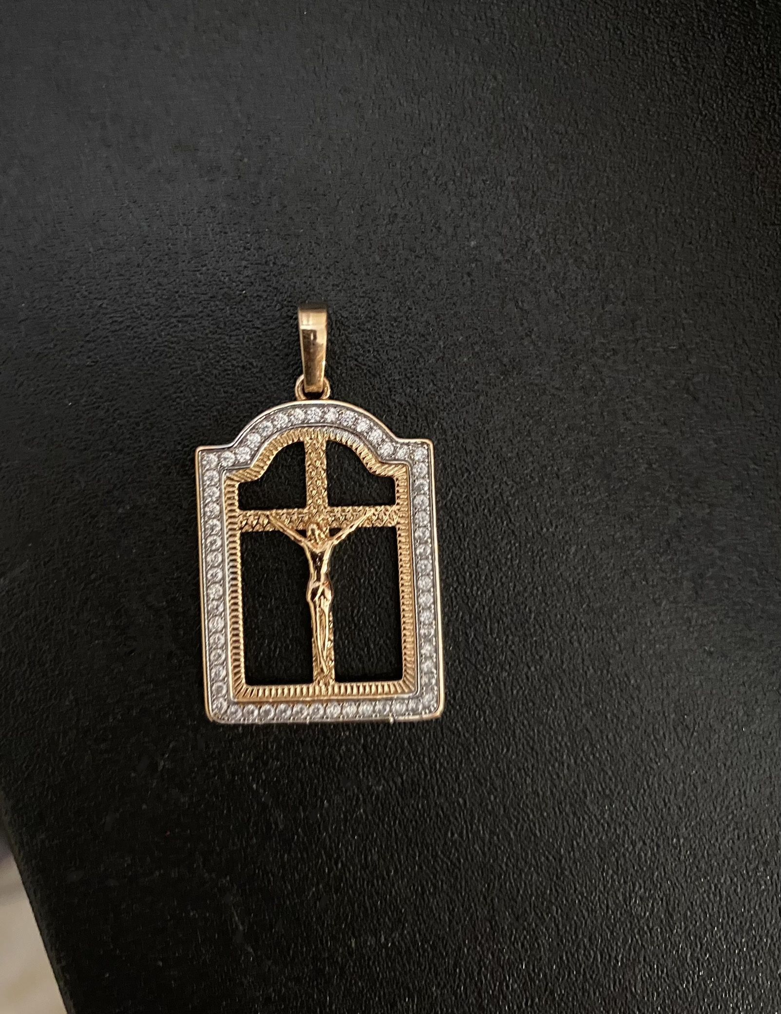 Gold plated 14k House in Christ cubic zirconia pendant