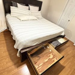 King size bed frame with storage Aspen homes wood frame