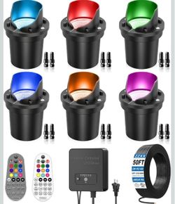 RGBW Low Voltage Landscape Lighting,6-Pack Color Changing Well Lights