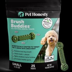 Brush Buddies All-Natural + Long Lasting Dental Treats for Small Sized Dogs - 25 Count