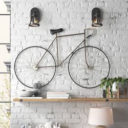 Black Metal Bike Home Wall Decor with Seat and Handle