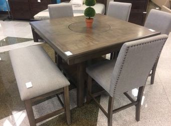 6-PC Breakfast Dining Table w/ 4 chairs & Bench