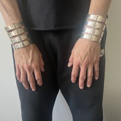 (Techno) Silver Colored Bracelet Cuffs 
