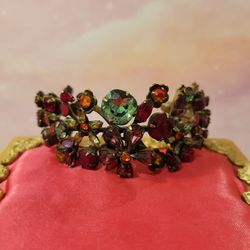Sorrelli Cuff Bracelet Floral Band Swarovski Crystals Brass Base Vintage F8