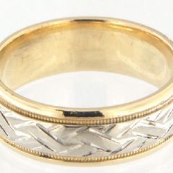 Unisex Wedding Band 14kt Yellow And White Gold Solid 