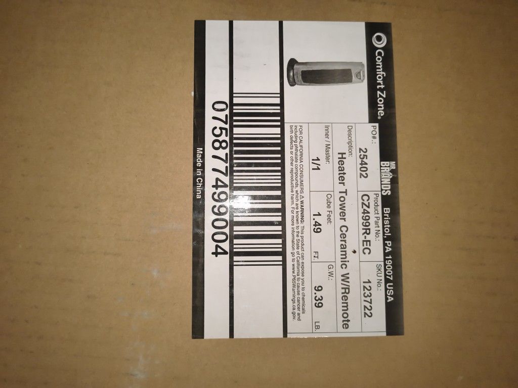 Comfort Zone Electric Oscillating Ceramic Tower Space Heater, Remote, Backlit Digital Thermostat & Temperature Display, Timer, & Overheat Sensor, Idea