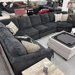 💥Brand New 💫 Dark Grey 4 Pc Sectioanal | Sofa | Loveseat | Armless Chair | Corner Wedge