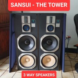 RARE Vintage Sansui THE TOWER Speakers S-920U 3 way Speaker System 