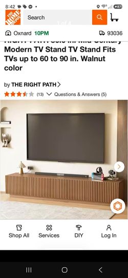 Mid-Century Modern TV Stand Walnut Color