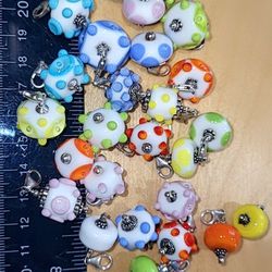29 Lampwork Glass Sterling Silver Bead Charms Easter Jewelry Art Bead Supply