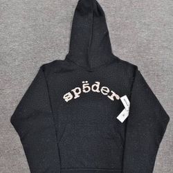 Black Rine Stone Spider Hoodie 