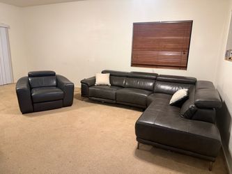 Leather sofa with leather chair