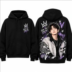 BTS V 'Stay True Stay You' Black Graphic Hoodie