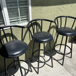 3 Black High Stool Chairs
