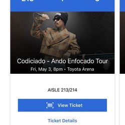 Codiciado - Ando Enfocado Tour, 2 Tickets