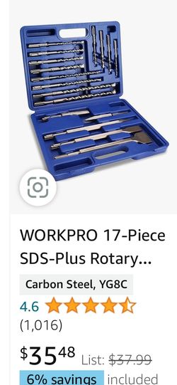 17 Piece SDS-rotary hammer Drill Bits And Chisel Set