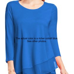 Alfani Crossover-Hem Blouse. Cobalt Blue. Size Large. Created for Macy's
