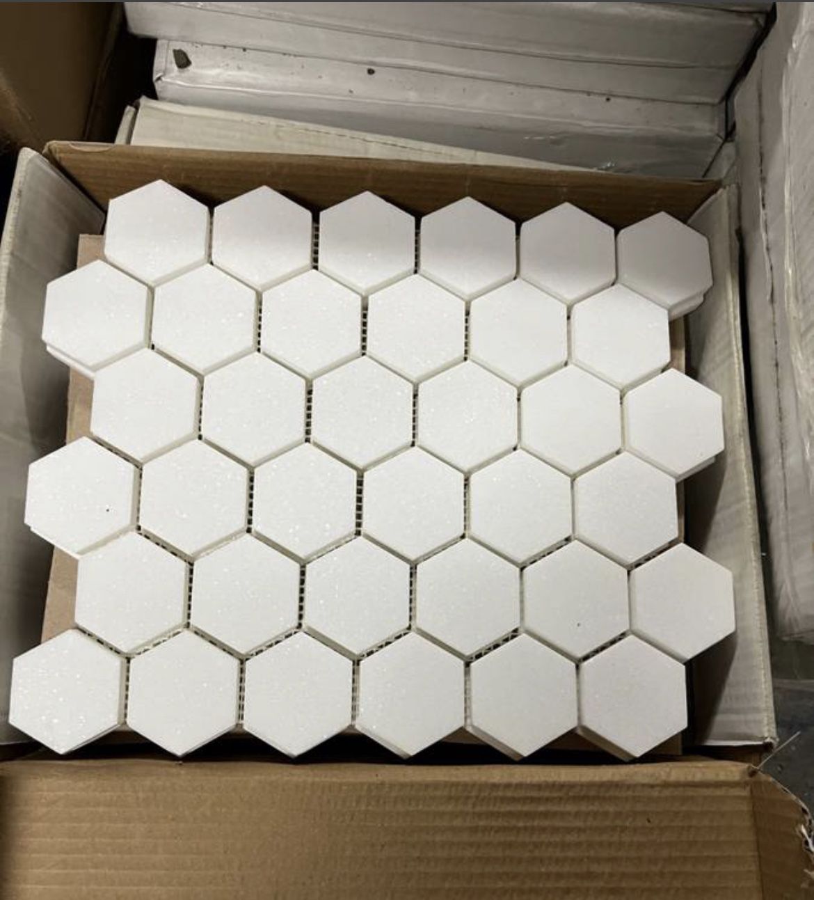 Thassos White Marble 2 inch Hexagon Mosaic Tile Polished $10/sheet. We have 185 sheets. Retails for $33/sheet
