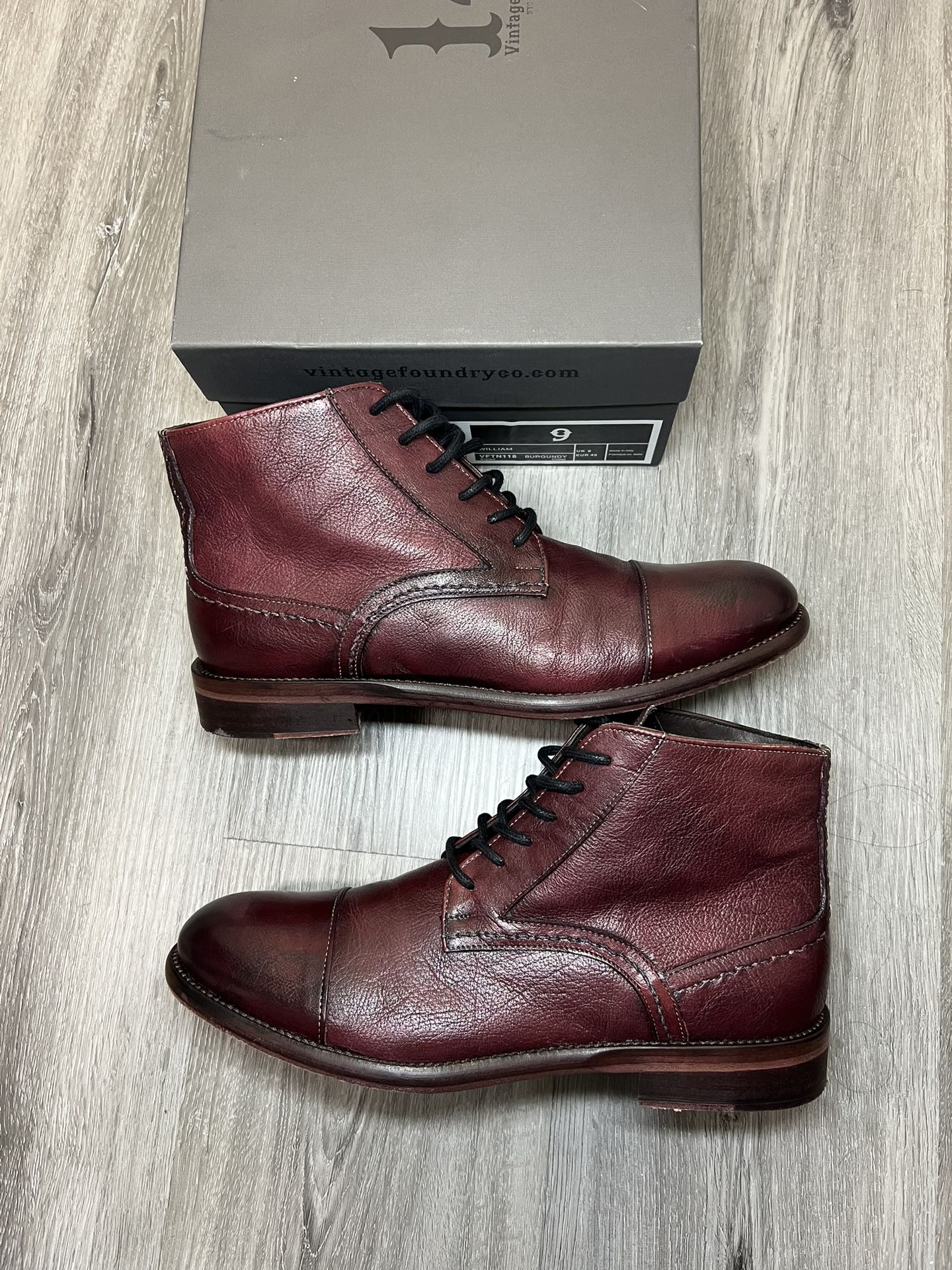 Fourteen Vintage Foundry “Burgundy” Lace Up Boots Size 9 In Men