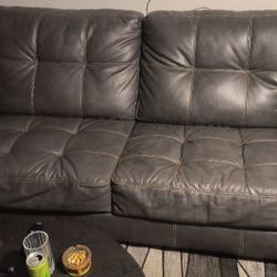Leather Couch Set.  Coffee Table And Two End Tables. 