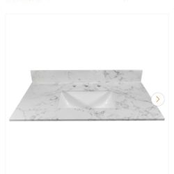 Boyel Living (Brand Rating: 3.8/5) O 31 in. Wx22 in. D Engineered Stone Composite Vanity Top .£ White with White Rectangular Single Sink -3 Hole