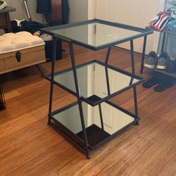 Black, Mirrored Side Table