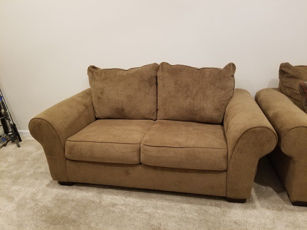 Brown Sofa and Love Seat