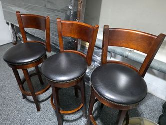 $150 set of 3 Barstools (Leather and Wood)
