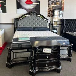 Royal Bedroom Set Queen or King Bed Dresser Nightstand and Mirror Chest Options Bankston