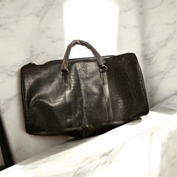 Black leather duffel bag Crock Skin
