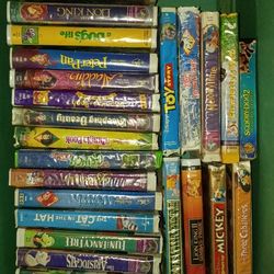 Lot of 28 VHS movies , plastic covers were melted in storage , tapes are fine. Mostly Disney